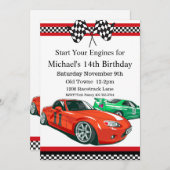 Race auto, elke leeftijd, verjaardag uitnodiging (Voorkant / Achterkant)