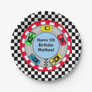 Race auto en Track Theme Boy's Verjaardagsfeest Papieren Bordje