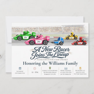 Race Auto Familie Baby Sprinkle Uitnodiging