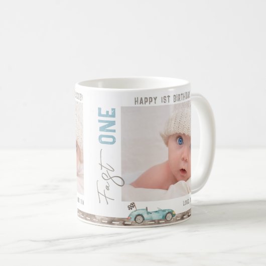 Race Auto "Fast ONE" Verjaardag Gift Mok (Voorkant rechts)