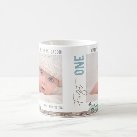 Race Auto "Fast ONE" Verjaardag Gift Mok (Center)