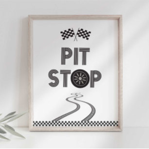 Race Auto Feestje Pitstop Bord Foto Afdruk