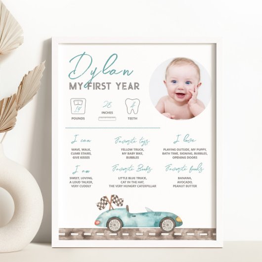 Race Auto Foto Mijlpaal Teken Poster