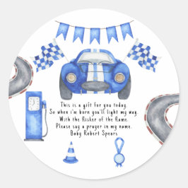 Race auto. Gebedskaarsetiket Ronde Sticker