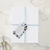 Race auto groen verjaardagsfeestje cadeaulabel (Met Touw)