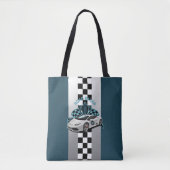 Race-auto: groen, wit en zwart, ingecheckt tote bag (Voorkant)
