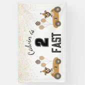 Race auto hond twee snelle verjaardag partij spandoek (Verticaal)