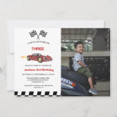 Race auto jongen 3e verjaardag partij kaart (Voorkant)