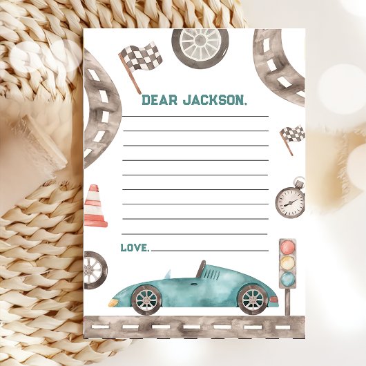 Race Auto Jongen Verjaardag Tijd Capsule Briefkaar Bedankkaart
