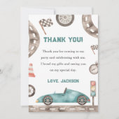 Race auto jongen verjaardagsfeestje dank u kaart (Voorkant)