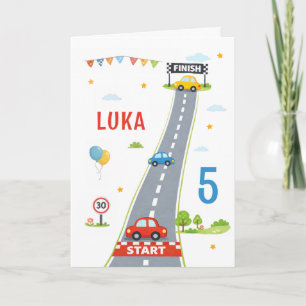 Race Auto Kids Racingbaan Gefeliciteerd Verjaardag Kaart
