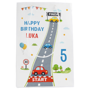 Race Auto Kids Racingbaan Gefeliciteerd Verjaardag Medium Cadeauzakje