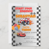 Race auto Kids Verjaardag uitnodiging (Voorkant)