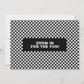 Race auto kinderen verjaardagsfeestje ontwerp kaart (Achterkant)