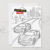 Race Auto Kleuren Verjaardagsfeest Kaart (Achterkant)