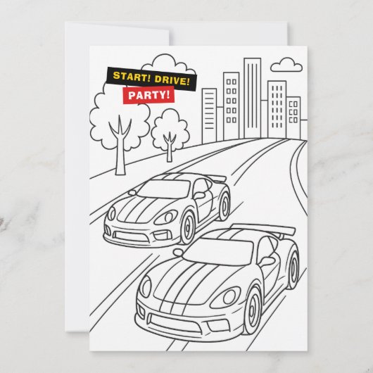 Race Auto Kleuren Verjaardagsfeest Kaart (Achterkant)