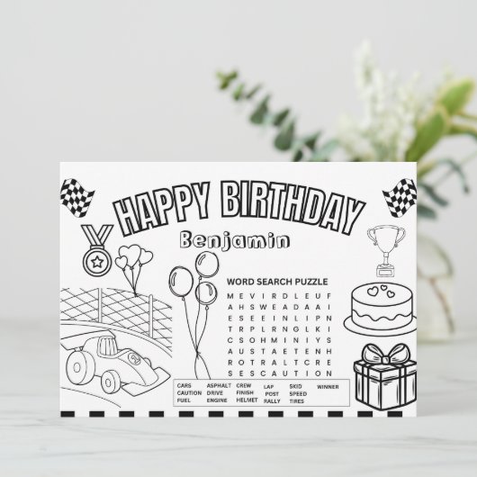 Race auto kleurplaat race auto Verjaardagsactivite Kaart (Staand voorkant)