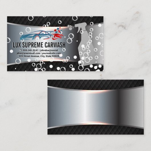 Race Auto Logo | Zeepbellen | Autowasstraat Visitekaartje (Voorkant / Achterkant)