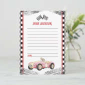 Race Auto Meisje Verjaardag Tijd Capsule Note Kaar Bedankkaart (Staand voorkant)