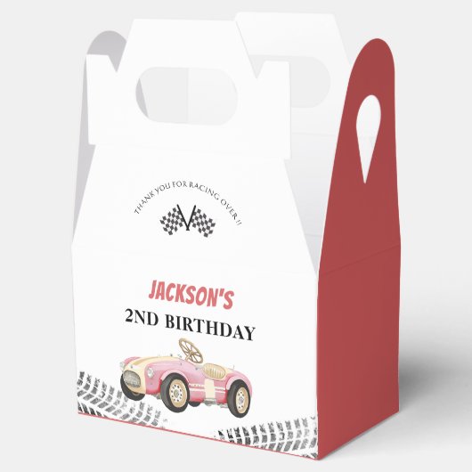 Race auto meisje verjaardagsfeest bedankdoosjes (Geopend)