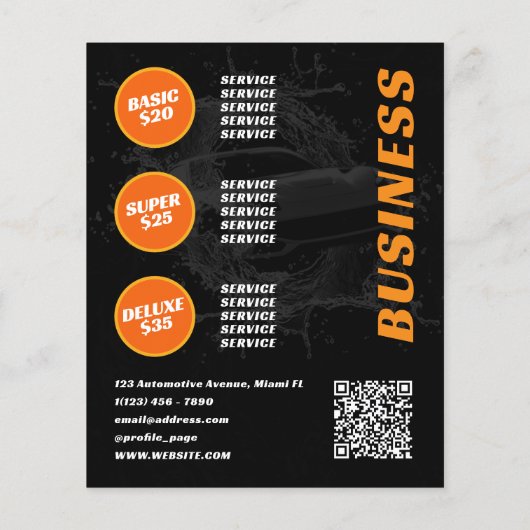 Race-auto met waterspatauto flyer (Achterkant)