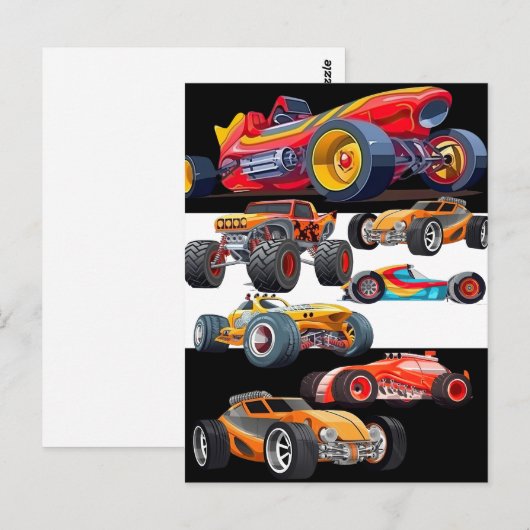 Race auto Monster Truck auto's Racing Design Briefkaart (Voorkant / Achterkant)