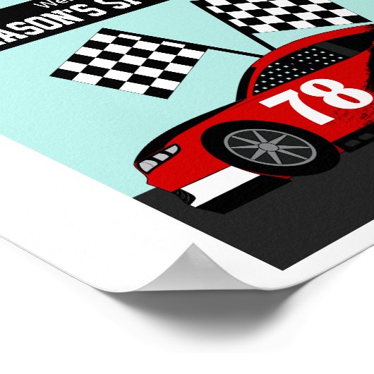 Race Auto Naam en Nummer Muur Poster (Hoek)