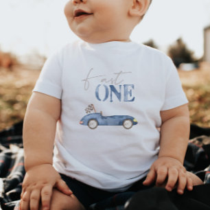 Race Auto Navy Blauwe 'Fast One' Verjaardag T-shir