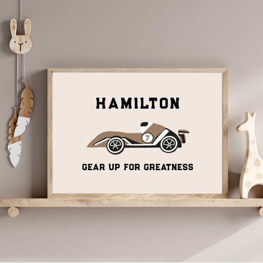 Race Auto Neutral Boys Custom Poster