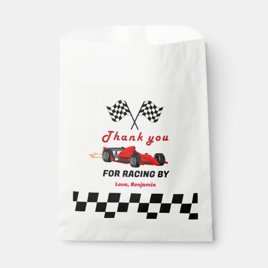 Race auto opgroeien twee snelle jongen 2e verjaard bedankzakje (Voorkant)