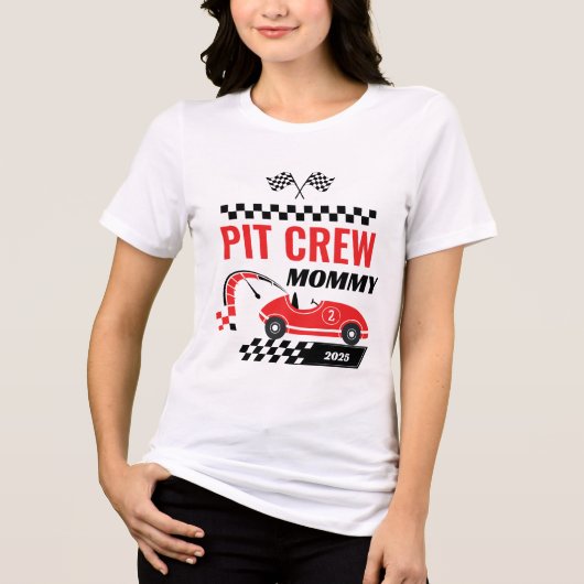 Race auto pit crew mama racen verjaardag matching Tri-Blend shirt (Voorkant)