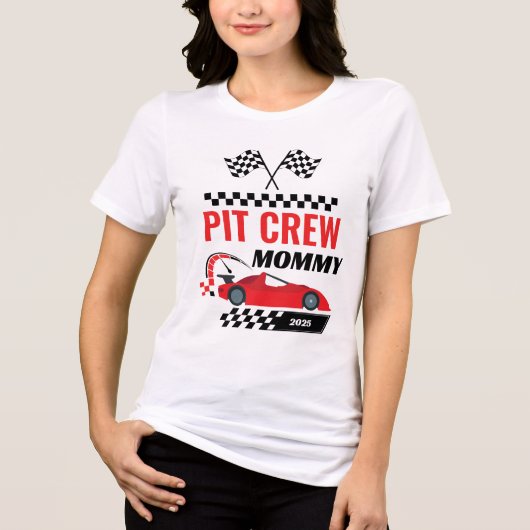 Race auto pit crew mama racen verjaardag matching Tri-Blend shirt (Voorkant)