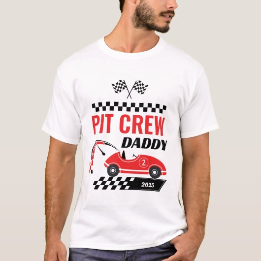 Race auto pit crew papa racen verjaardag matching t-shirt (Voorkant)