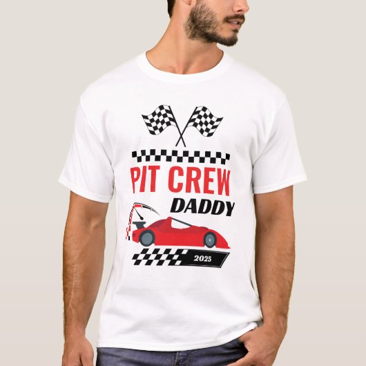 Race auto pit crew papa racen verjaardag matching t-shirt (Voorkant)