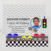 Race Auto Racecar Boy Verjaardag Uitnodiging (Voorkant / Achterkant)
