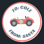 Race auto Racetra Christmas Custom Gift Label Stic<br><div class="desc">Pas deze schattige raceauto cadeau stickers aan met TO: en FROM: labels. Coördineert met de race auto cadeauverpakking in mijn winkel!</div>