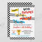 Race Auto Racing Verjaardagsfeest Uitnodigingen  (Voorkant / Achterkant)