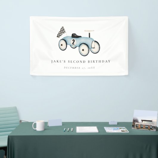 Race auto rijden op 2e verjaardag spandoek (Beurs)