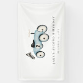 Race auto rijden op 2e verjaardag spandoek (Verticaal)