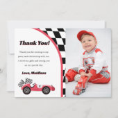 Race auto rode verjaardagsfeestfoto dank u kaart (Voorkant)