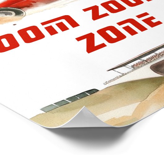 Race Auto Rode Zoom zoom zone Verjaardagsspelen Poster (Hoek)