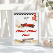 Race Auto Rode Zoom zoom zone Verjaardagsspelen Poster