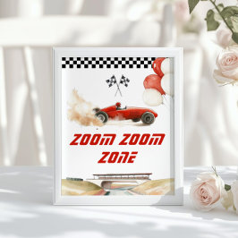 Race Auto Rode Zoom zoom zone Verjaardagsspelen Poster