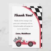 Race auto rood verjaardagsfeestje dank u kaart (Voorkant)