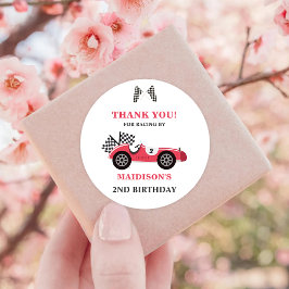Race auto rood verjaardagsfeestje ronde sticker
