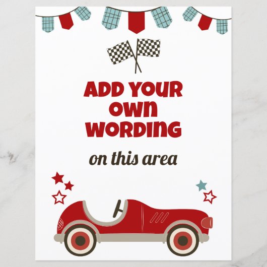 Race auto thema aangepaste teken (Voorkant)