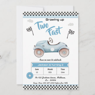 Race Auto thema blauw vintage Twee snelle 2e verja Kaart