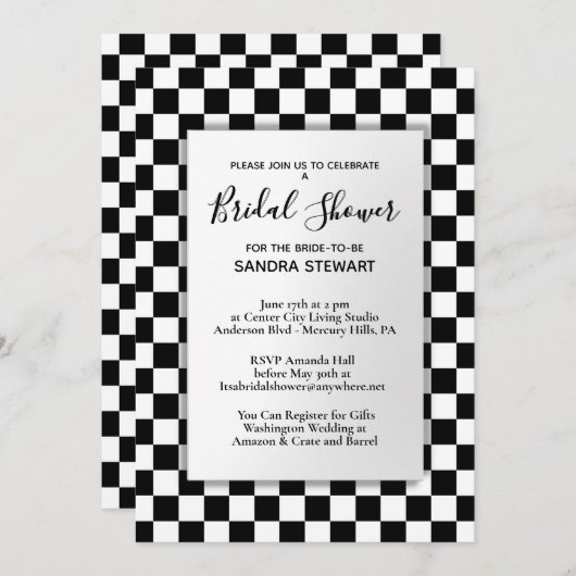 Race auto thema bruids douche uitnodiging (Voorkant / Achterkant)