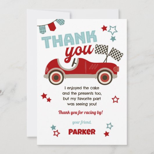 Race auto thema dank u kaart (Voorkant)