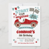 Race auto thema feest kaart (Voorkant)